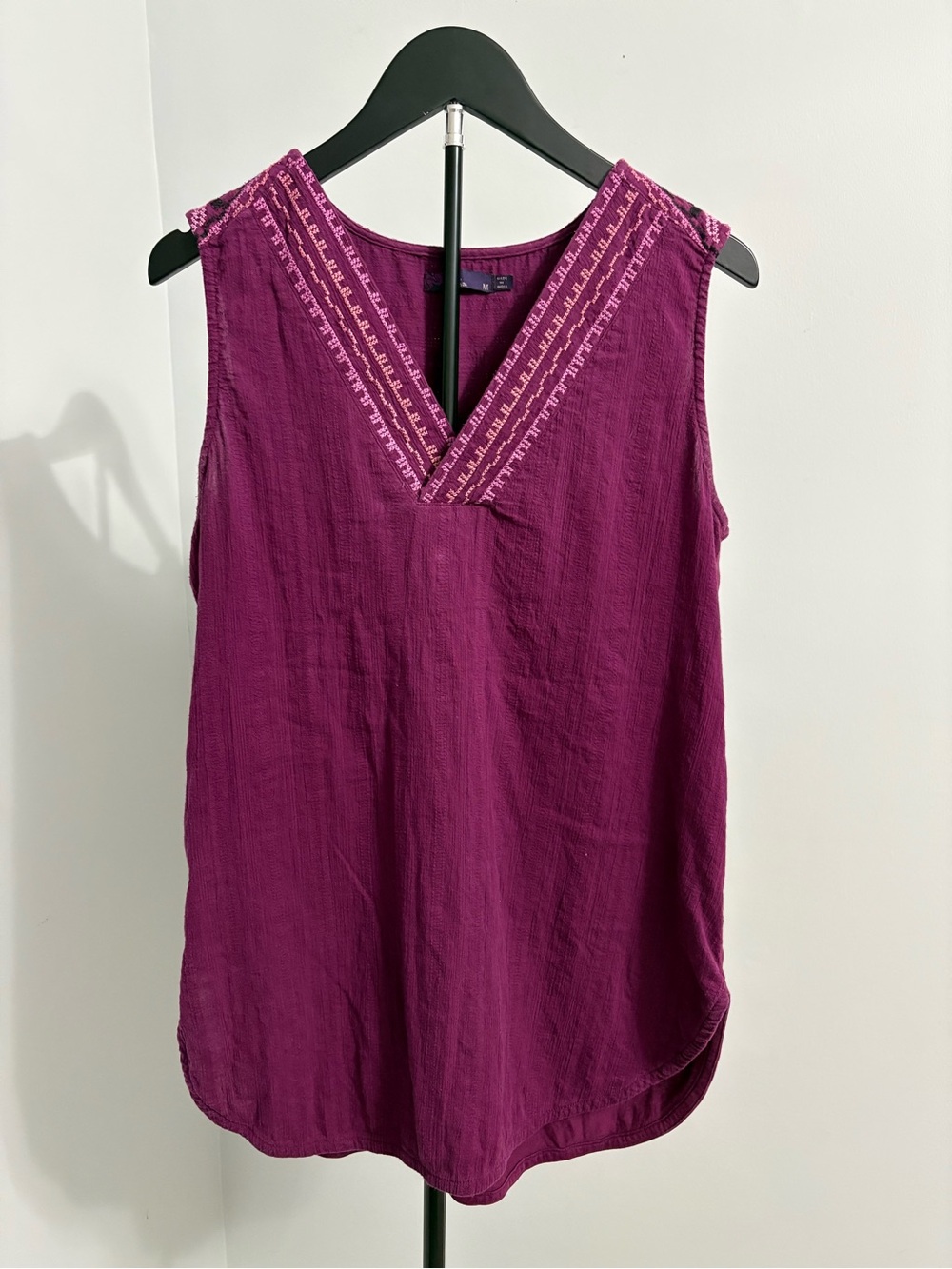 prAna Heloise Embroidered Cotton Tunic Tank Top M Purple - Picture 2 of 8